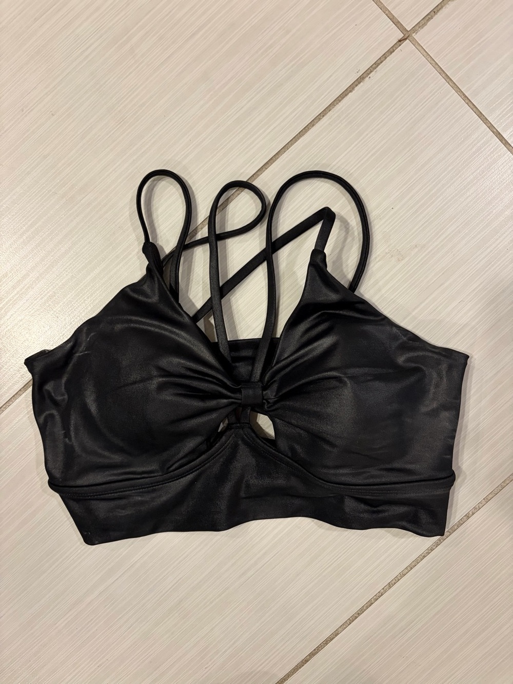 BuffBunny Black Metallic Strappy Sports Bra
